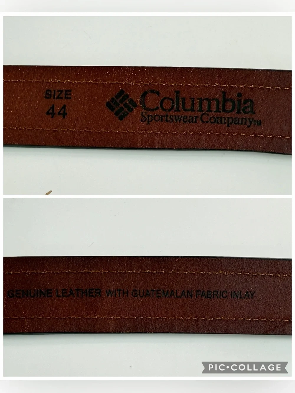 Columbia Sportswear Vintage Leather Belt Red Yellow Woven Inlay Southwestern 44